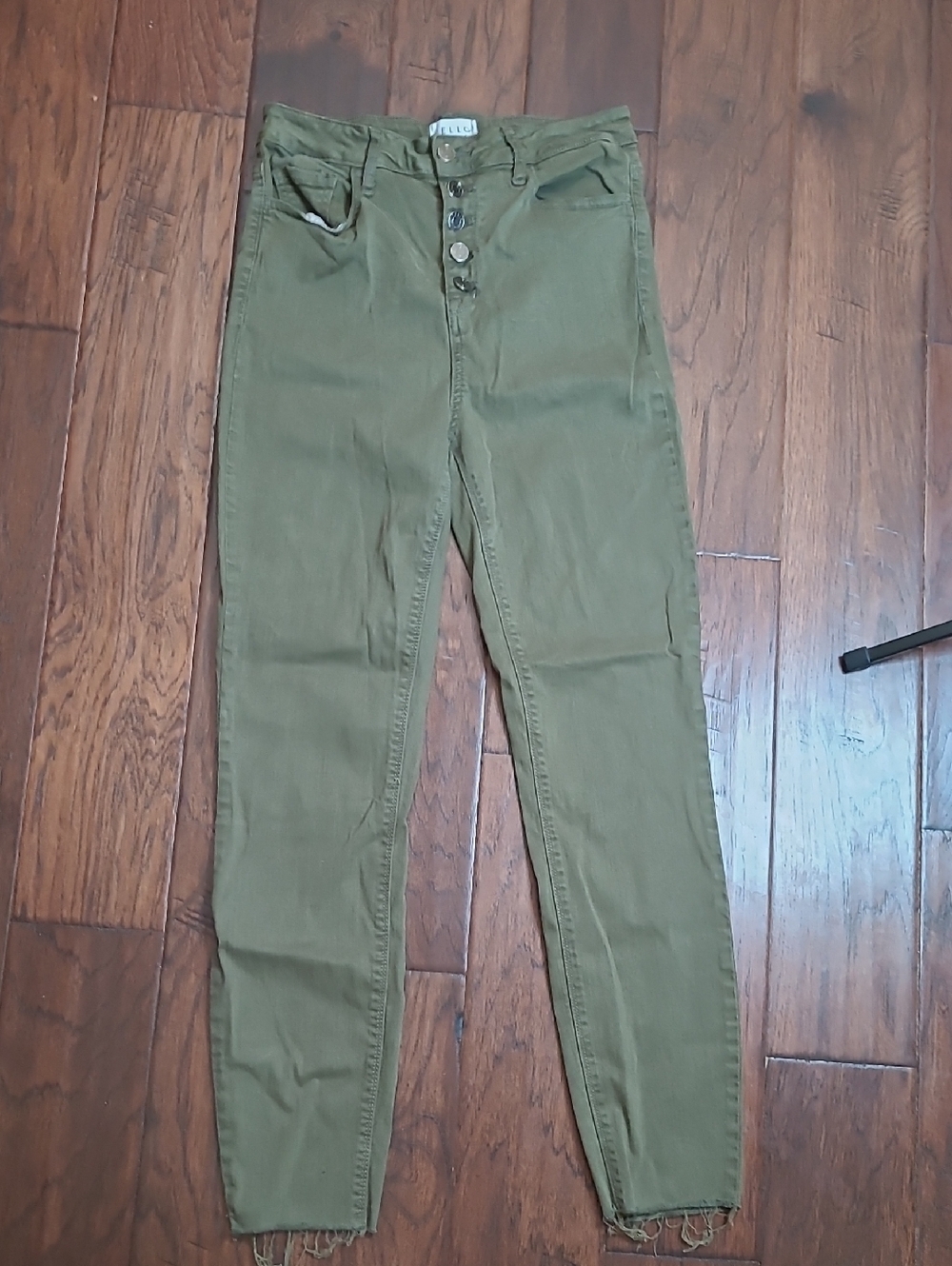 Cello Army/Olive Green Skinny High-Rise Jeans with Button Fly size 11